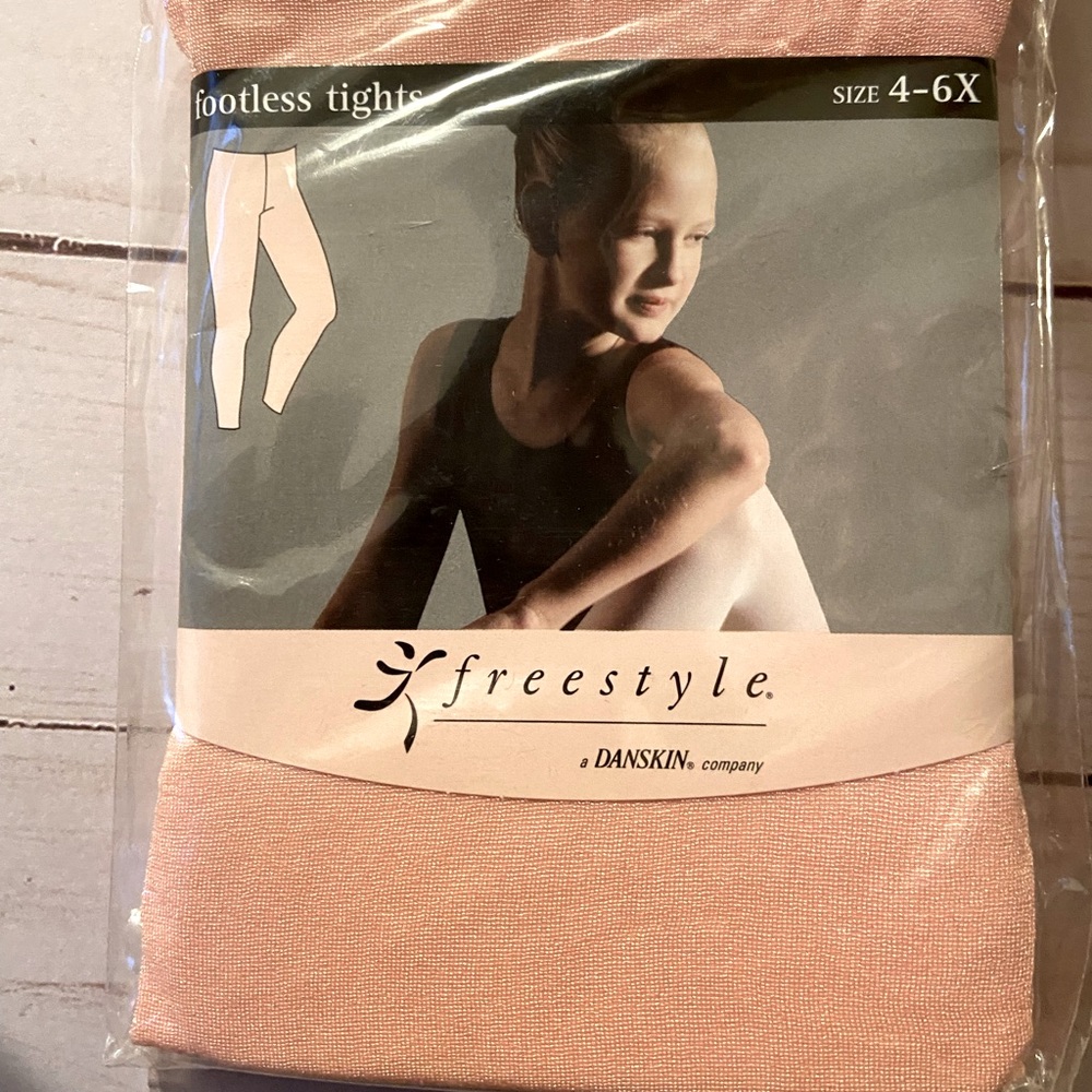 Danskin Freestyle girls footless pink tights size 4-6X